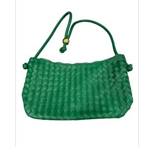 Women Woven Vegan Leather Hobo Bag Soft Underarm Bag